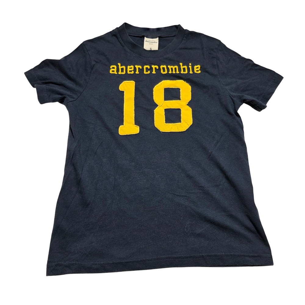 Abercrombie Kids Navy Blue Yellow 18 Applique Baby Tee Shirt Size S Small